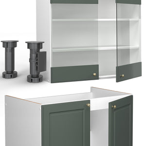 Vicco Cucina componibile Verde-oro Country House/Bianco 240 cm senza piano di lavoro