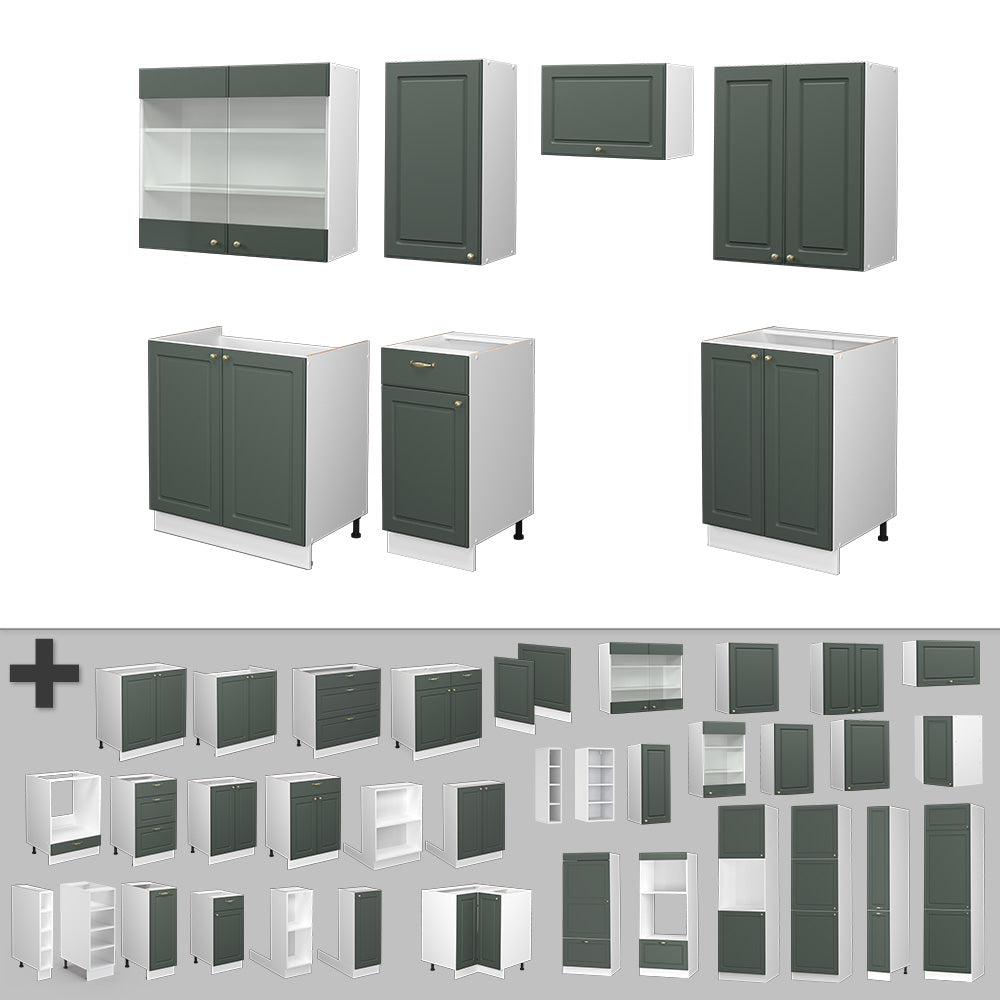 Vicco Cucina componibile Verde-oro Country House/Bianco 240 cm , PL Marmo