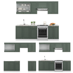Vicco Cucina componibile Verde-oro Country House/Bianco 240 cm , PL Marmo