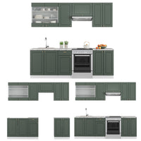 Vicco Cucina componibile Verde-oro Country House/Bianco 240 cm senza piano di lavoro