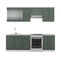 Vicco Cucina componibile Verde-oro Country House/Bianco 240 cm senza piano di lavoro