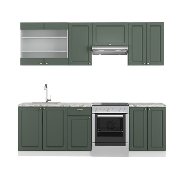 Vicco Cucina componibile Verde-oro Country House/Bianco 240 cm senza piano di lavoro