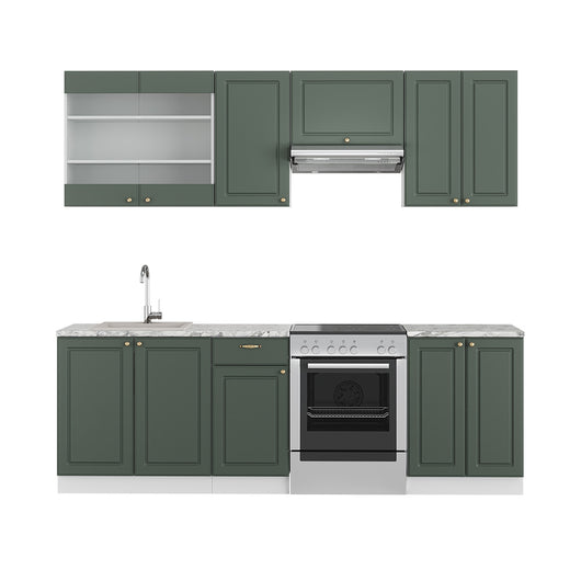 Vicco Cucina componibile Verde-oro Country House/Bianco 240 cm , PL Marmo