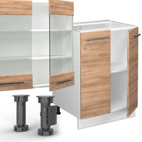 Vicco Cucina componibile Quercia dorata/bianco 300 cm con armadio alto, senza piano di lavoro