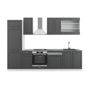 Vicco Cucina componibile Antracite-Oro/Bianco 300 cm senza piano di lavoro