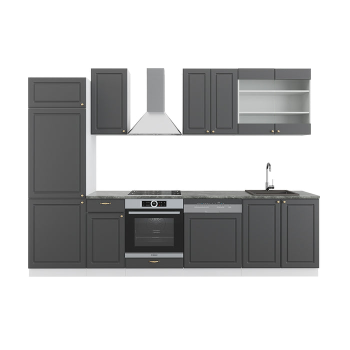 Vicco Cucina componibile Antracite-Oro/Bianco 300 cm senza piano di lavoro