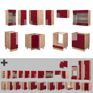 Vicco Cucina angolare completa Bordeaux lucido/rovere dorato 160 x 190 cm , PL Rovere