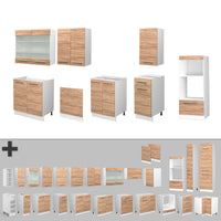 Vicco Cucina componibile Quercia dorata/bianco 300 cm con armadio alto, PL Antracite