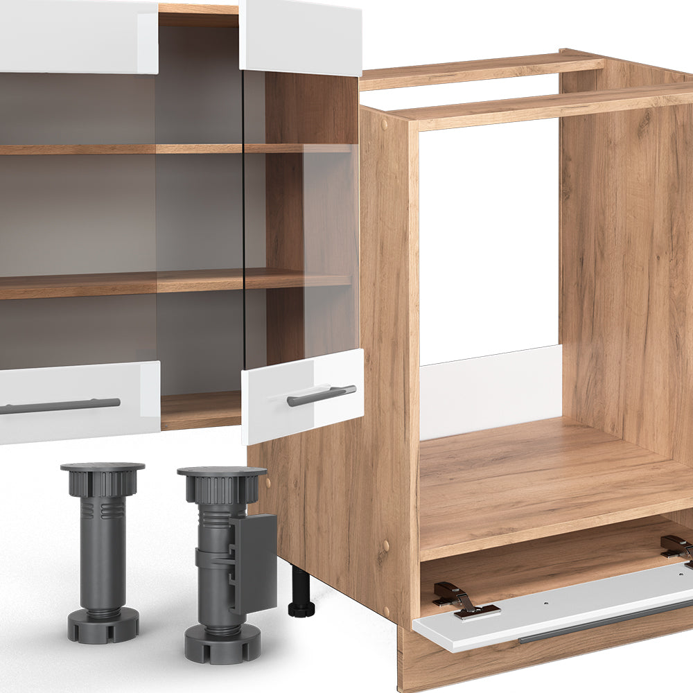 Vicco Cucina componibile Bianco lucido/oro power oak 300 cm , PL Marmo