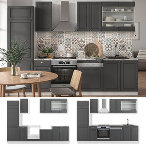 Vicco Cucina componibile Antracite-Oro/Bianco 300 cm , PL Marmo