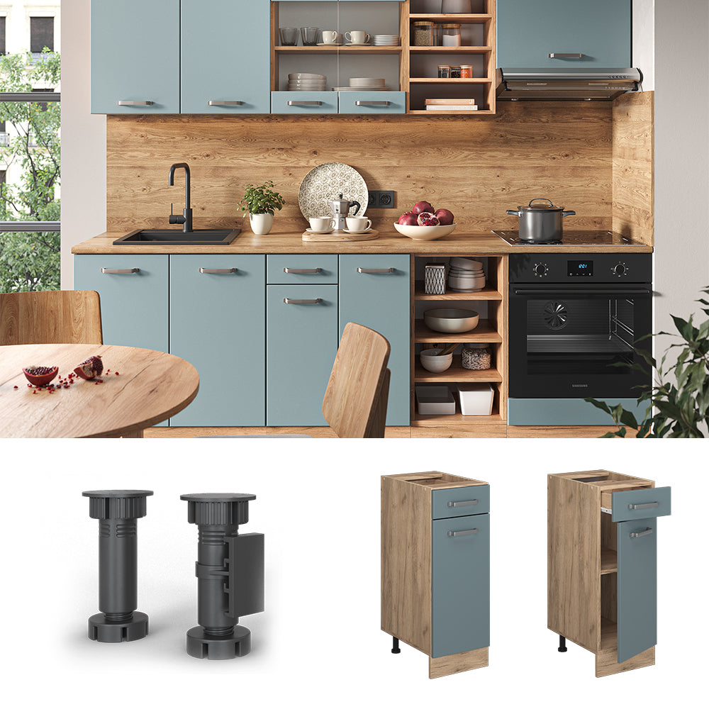 Vicco Mobiletto base per cucina Grigio-blu 30 cm , PL Rovere