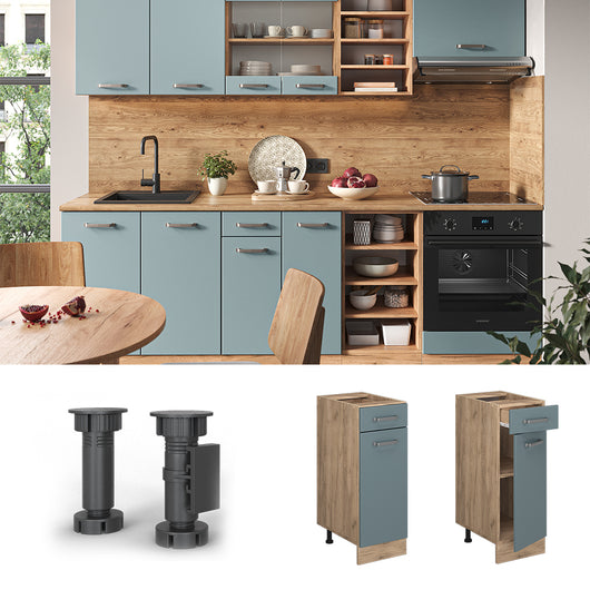 Vicco Mobiletto base per cucina Grigio-blu 30 cm , PL Rovere