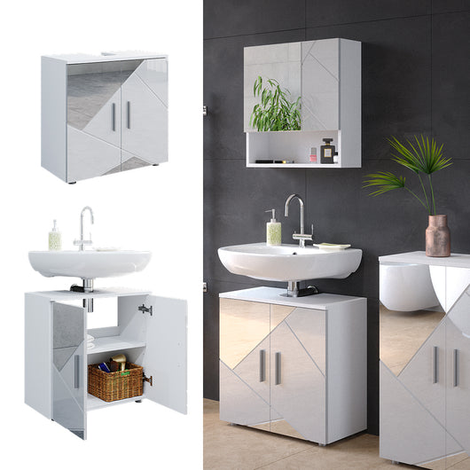 Vicco Mobile sottolavabo per bagno Bianco lucido con inserti 60 x 59 cm