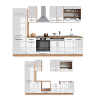 Vicco Cucina componibile Bianco lucido/oro power oak 300 cm , PL Antracite