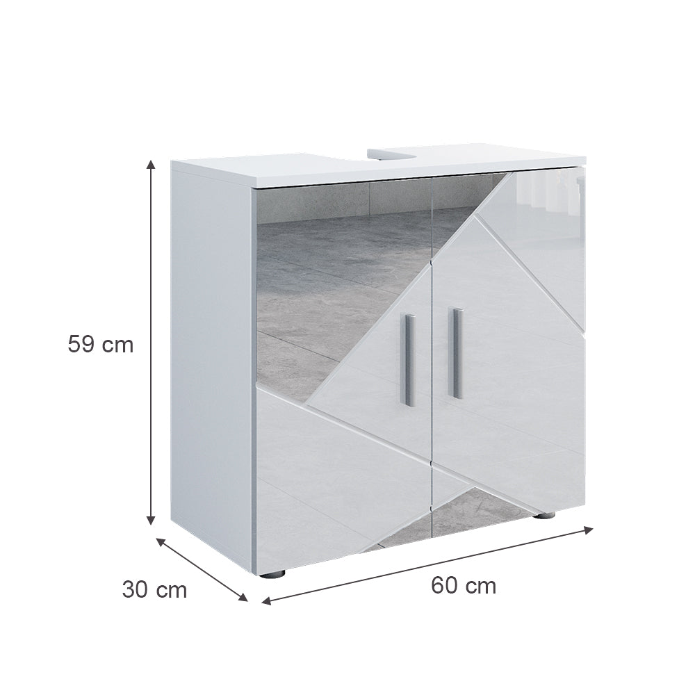 Vicco Mobile sottolavabo per bagno Bianco lucido con inserti 60 x 59 cm
