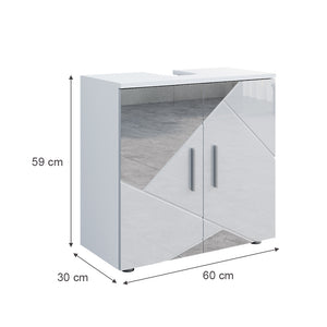 Vicco Mobile sottolavabo per bagno Bianco lucido con inserti 60 x 59 cm
