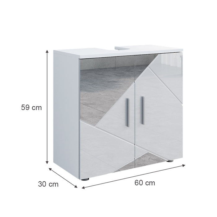 Vicco Mobile sottolavabo per bagno Bianco lucido con inserti 60 x 59 cm