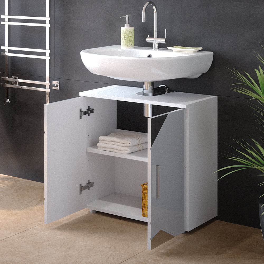 Vicco Mobile sottolavabo per bagno Bianco lucido con inserti 60 x 59 cm