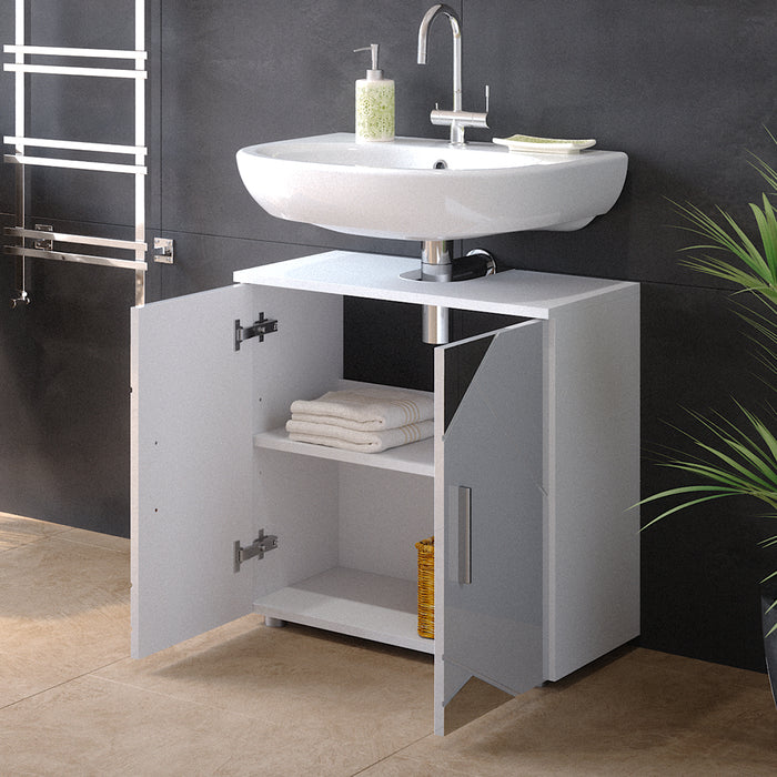 Vicco Mobile sottolavabo per bagno Bianco lucido con inserti 60 x 59 cm