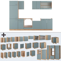 Vicco Cucina componibile Rovere blu-grigio/oro 300 cm senza piano di lavoro