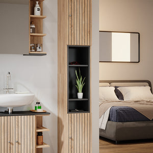 Vicco Armadio per il bagno Marrone 30 x 190 cm con ante e vani a giorno