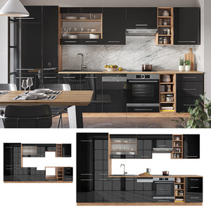 Vicco Cucina componibile Antracite lucido/oro power oak 355 cm , PL Antracite