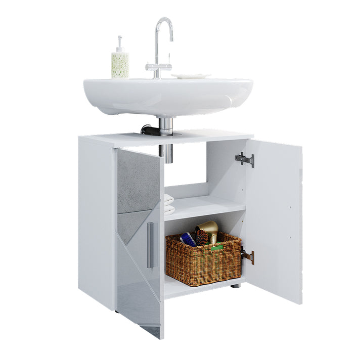 Vicco Mobile sottolavabo per bagno Bianco lucido con inserti 60 x 59 cm