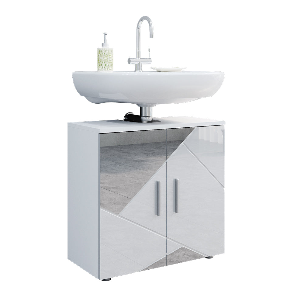 Vicco Mobile sottolavabo per bagno Bianco lucido con inserti 60 x 59 cm