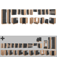 Vicco Cucina angolare completa Antracite lucido/oro power oak 347 x 257 cm senza piano di lavoro