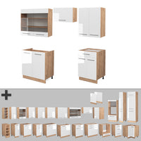 Vicco Cucina componibile Bianco lucido/oro power oak 200 cm , PL Rovere