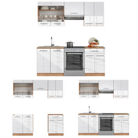 Vicco Cucina componibile Bianco lucido/oro power oak 200 cm , PL Antracite