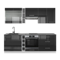 Vicco Cucina componibile Antracite lucido/bianco 235 cm senza piano di lavoro