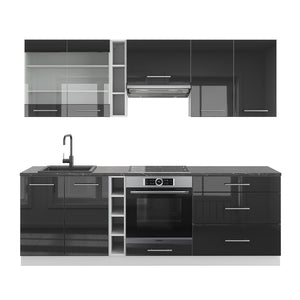 Vicco Cucina componibile Antracite lucido/bianco 235 cm senza piano di lavoro