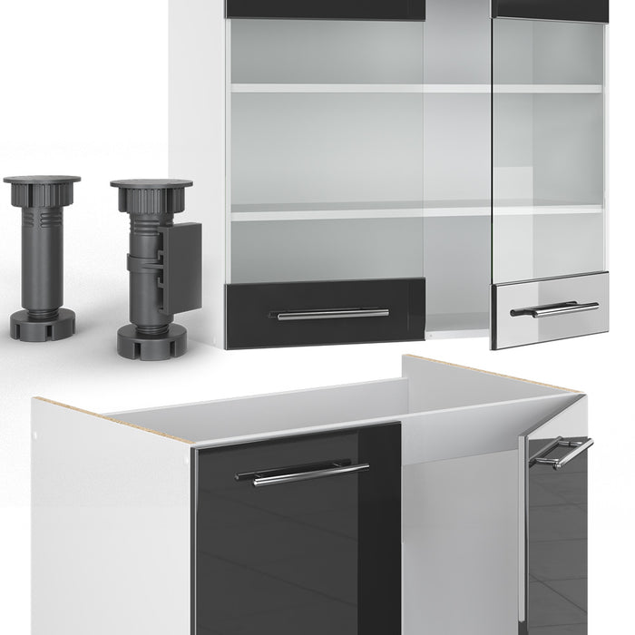 Vicco Cucina componibile Antracite lucido/bianco 235 cm , PL Antracite
