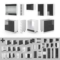 Vicco Cucina componibile Antracite lucido/bianco 235 cm , PL Marmo