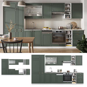 Vicco Cucina componibile Verde-oro Country House/Bianco 355 cm , PL Antracite