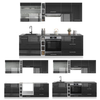 Vicco Cucina componibile Antracite lucido/bianco 235 cm , PL Antracite