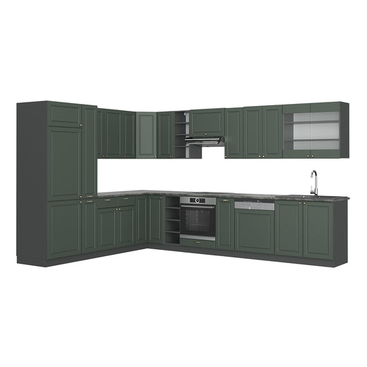 Vicco Cucina angolare completa Verde-oro Country House/Antracite 347 x 257 cm , PL Antracite