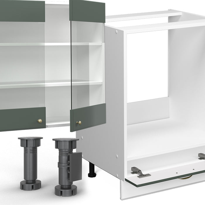 Vicco Cucina componibile Verde-oro Country House/Bianco 355 cm senza piano di lavoro