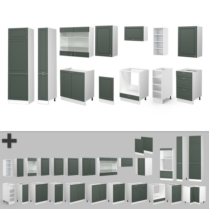 Vicco Cucina componibile Verde-oro Country House/Bianco 355 cm , PL Antracite