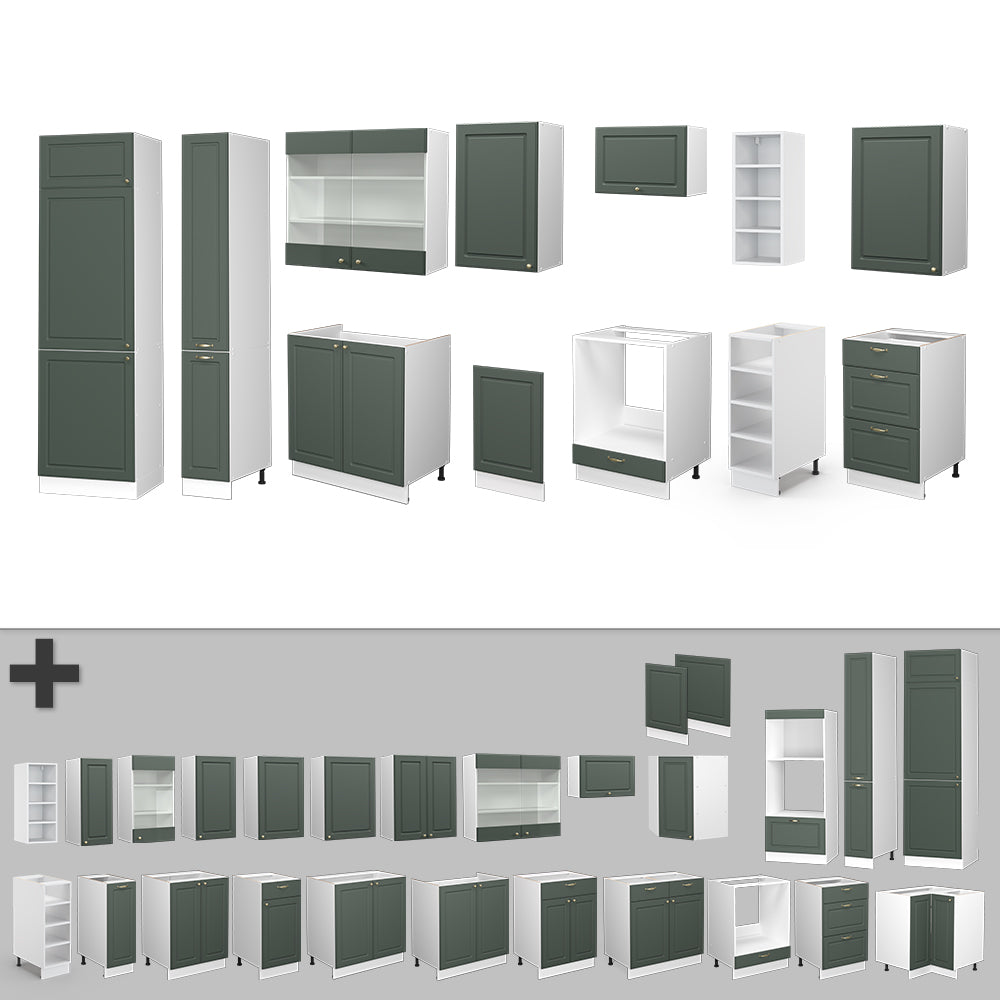 Vicco Cucina componibile Verde-oro Country House/Bianco 355 cm , PL Rovere