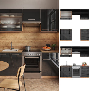 Vicco Cucina componibile Antracite lucido/oro power oak 200 cm , PL Rovere