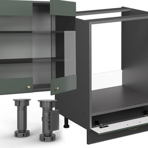 Vicco Cucina angolare completa Verde-oro Country House/Antracite 347 x 257 cm senza piano di lavoro