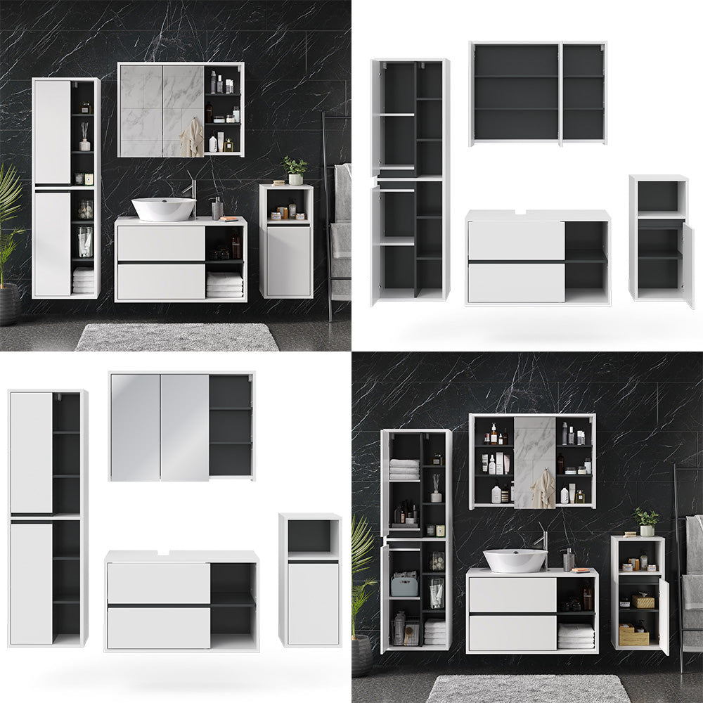 Vicco Set mobili bagno Bianco 4 parti