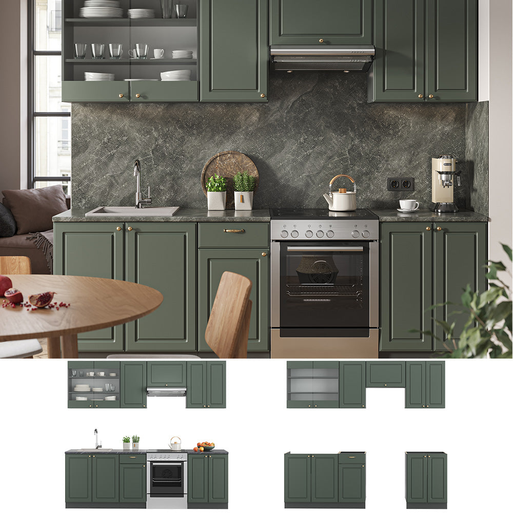 Vicco Cucina componibile Verde-oro Country House/Antracite 240 cm , PL Antracite