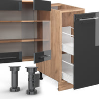 Vicco Cucina componibile Antracite lucido/oro power oak 280 cm , PL Rovere