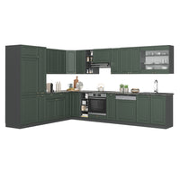 Vicco Cucina angolare completa Verde-oro Country House/Antracite 347 x 257 cm , PL Antracite