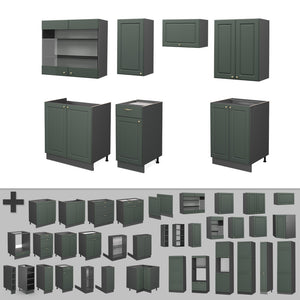 Vicco Cucina componibile Verde-oro Country House/Antracite 240 cm , PL Marmo