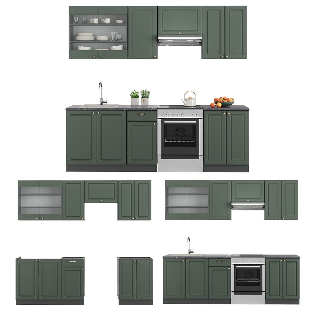 Vicco Cucina componibile Verde-oro Country House/Antracite 240 cm , PL Antracite