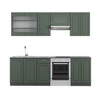 Vicco Cucina componibile Verde-oro Country House/Antracite 240 cm senza piano di lavoro